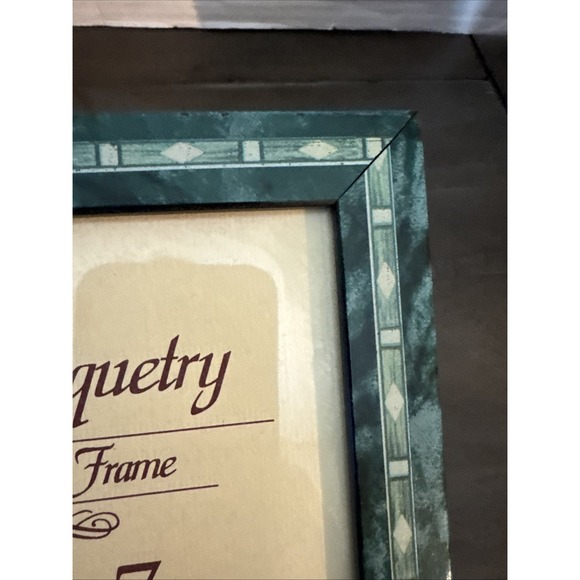 Vintage National USA Green Wood Marquetry Picture Frame 5x7 - Picture 8 of 10